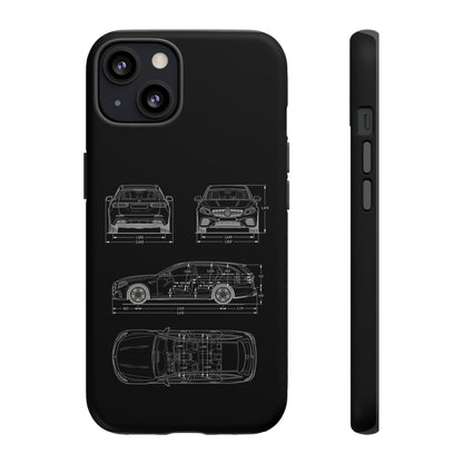 "Car Blueprint 3 White" Premium Quality Phone Case