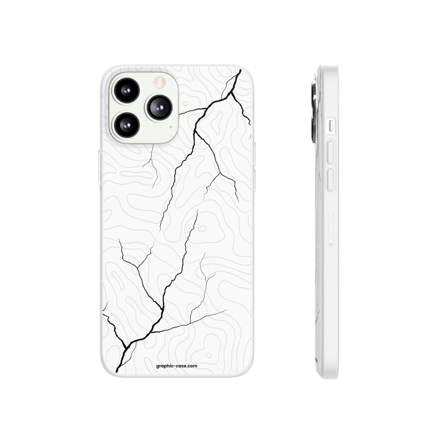 "Lightning and Topography White" High Quality Phone Case