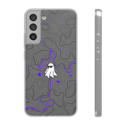 "Black Purple Topography with Ghost" High Quality  Phone Case