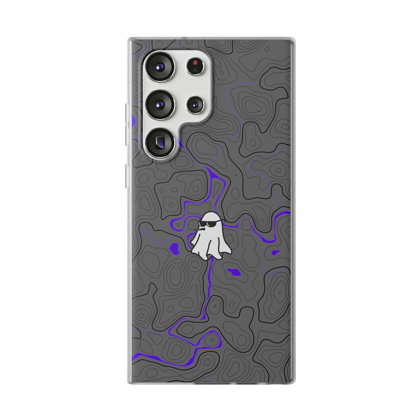 "Black Purple Topography with Ghost" High Quality  Phone Case