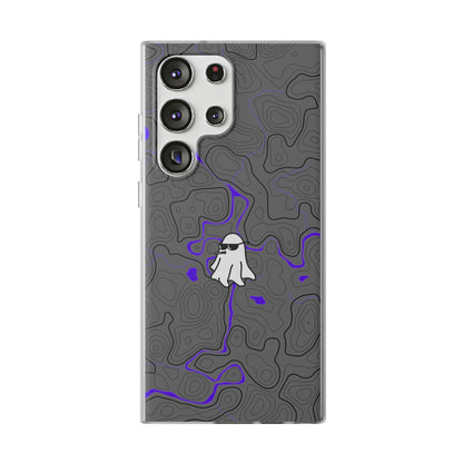 "Black Purple Topography with Ghost" High Quality  Phone Case