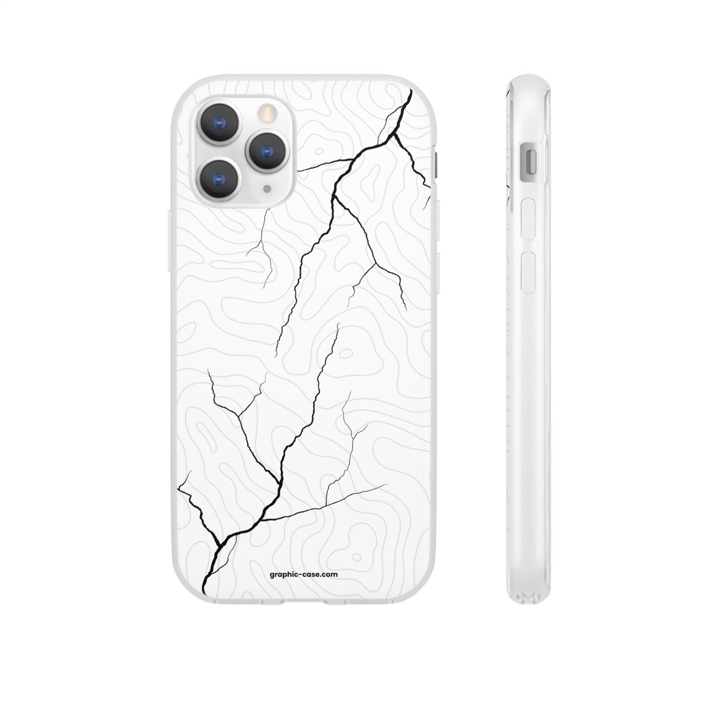 "Lightning and Topography White" High Quality Phone Case