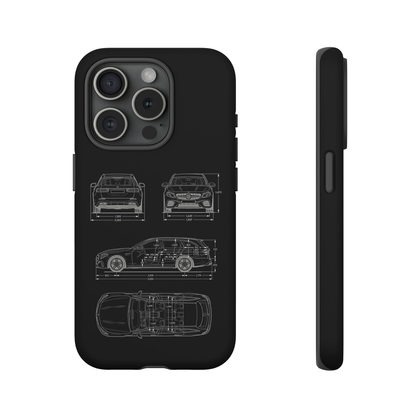 "Car Blueprint 3 White" Premium Quality Phone Case