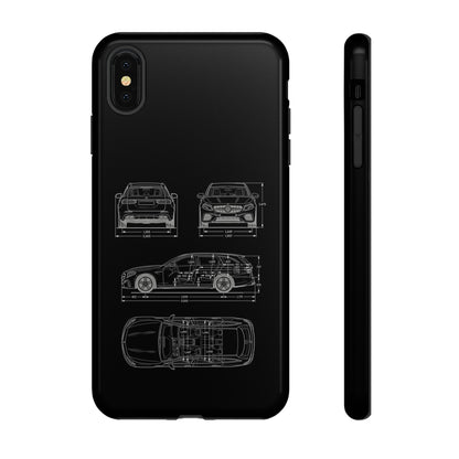 "Car Blueprint 3 White" Premium Quality Phone Case