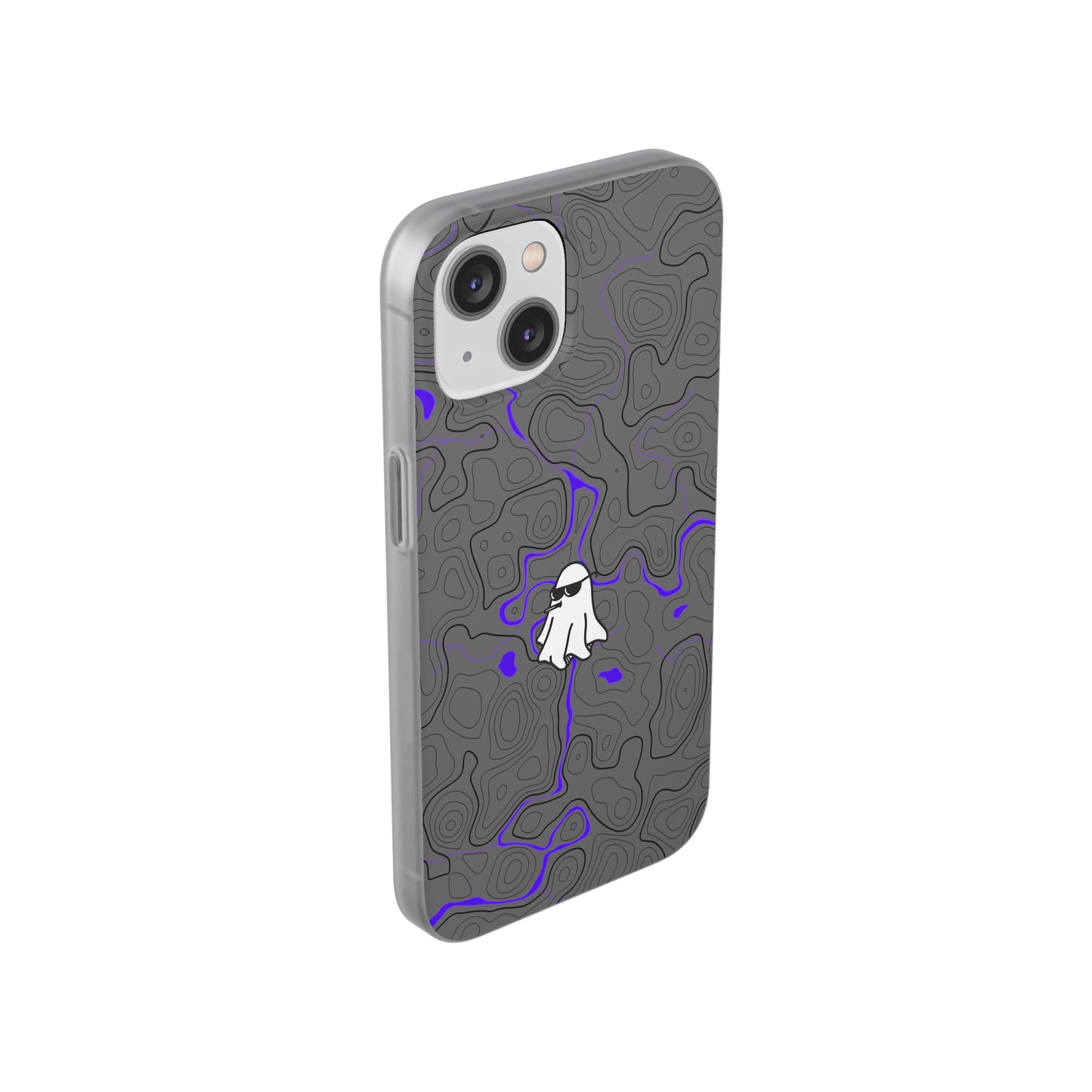 "Black Purple Topography with Ghost" High Quality  Phone Case