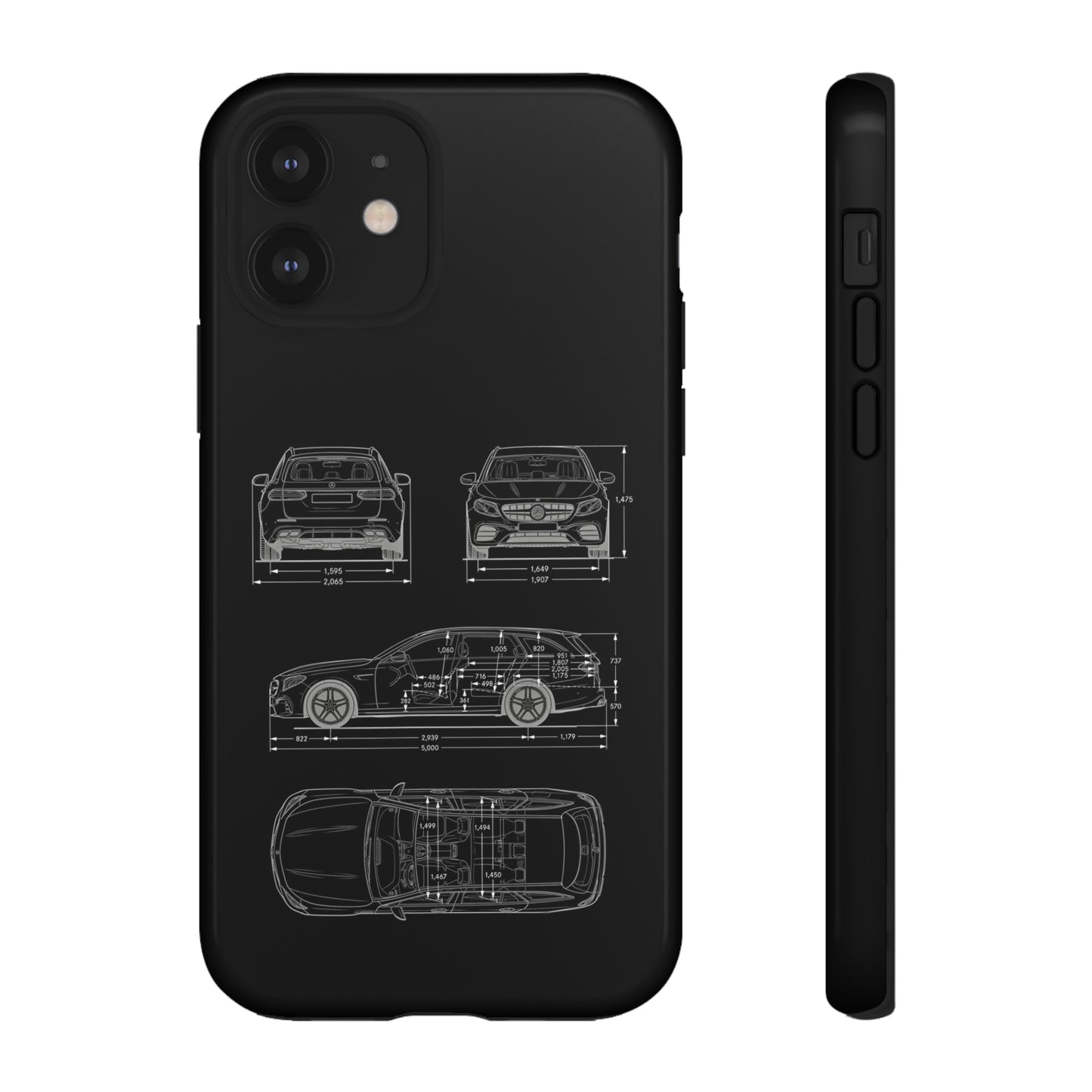 "Car Blueprint 3 White" Premium Quality Phone Case