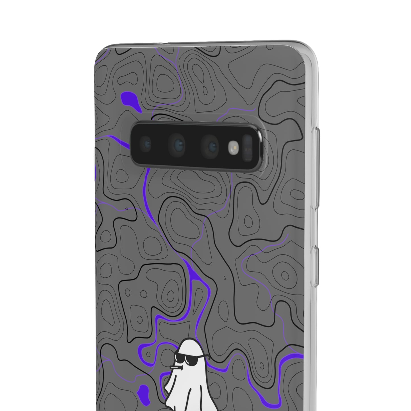 "Black Purple Topography with Ghost" High Quality  Phone Case