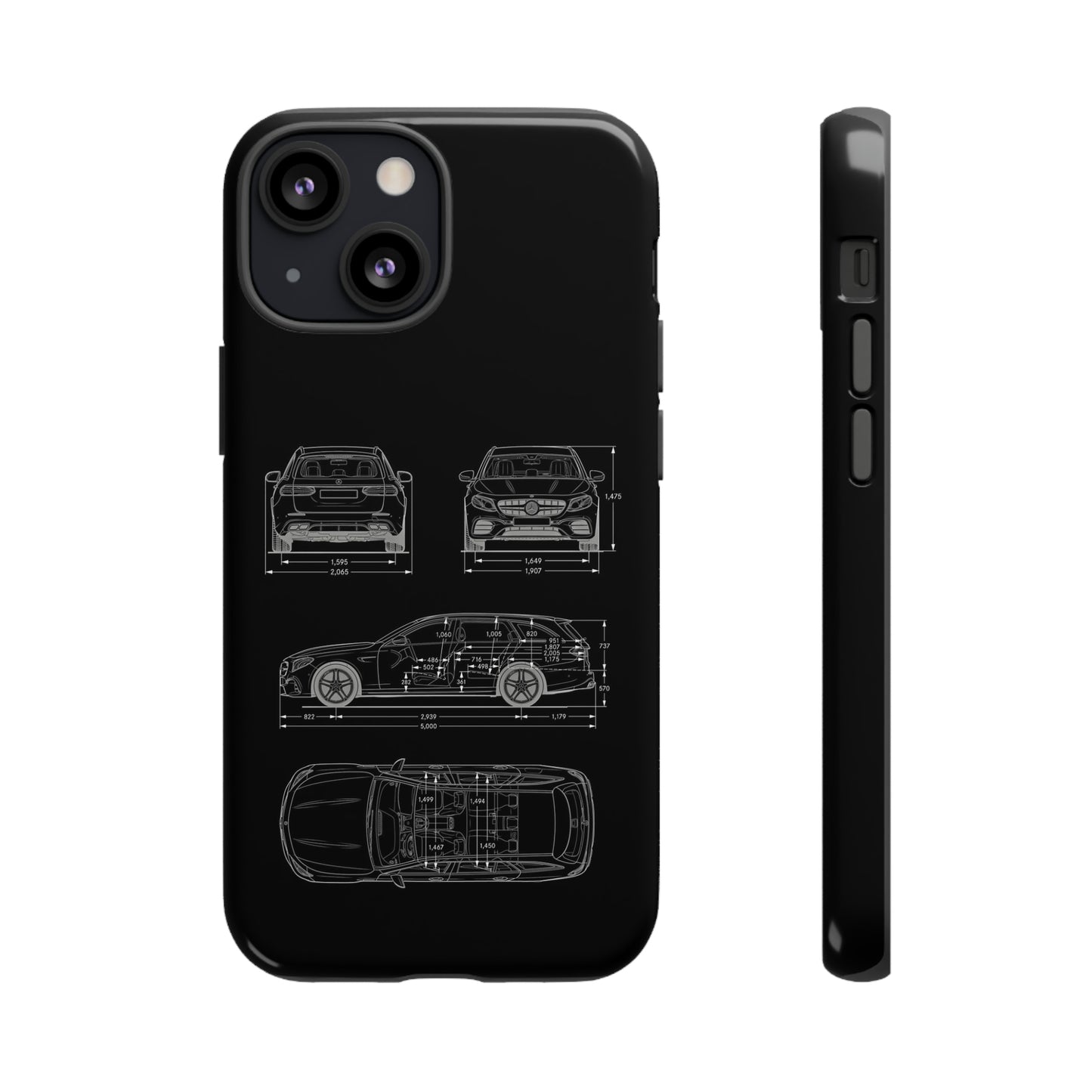 "Car Blueprint 3 White" Premium Quality Phone Case