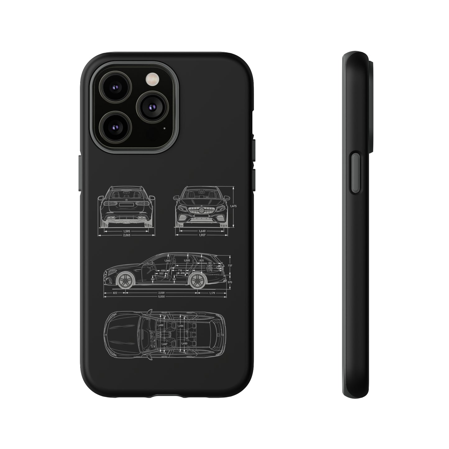 "Car Blueprint 3 White" Premium Quality Phone Case