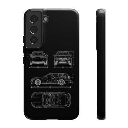 "Car Blueprint 3 White" Premium Quality Phone Case