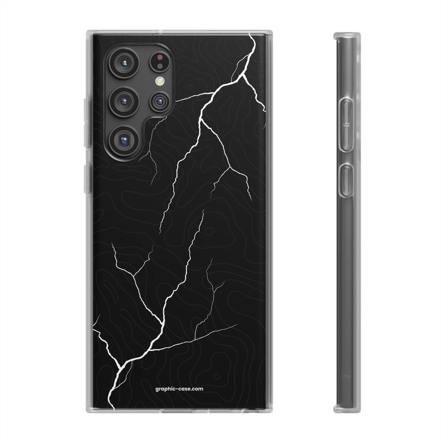 "Lightning and Topography Black" High Quality Phone Case