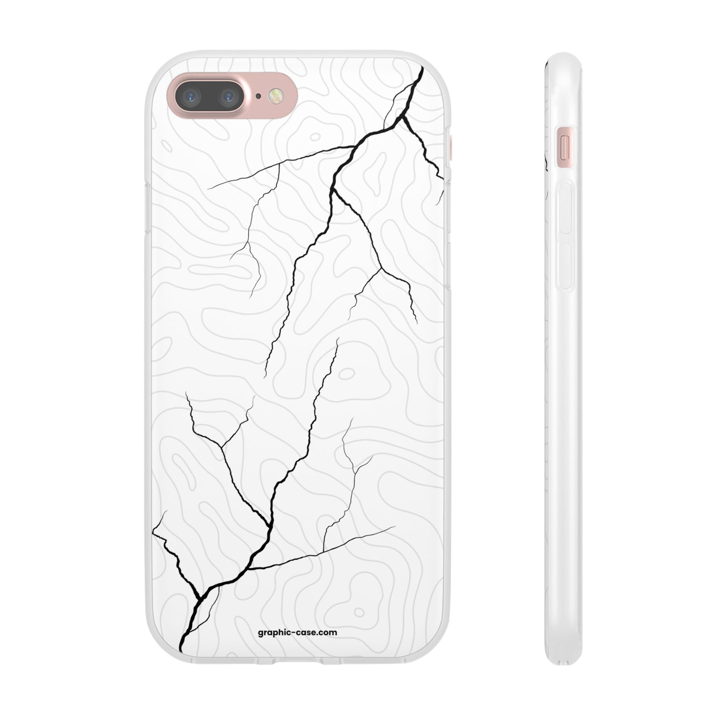 "Lightning and Topography White" High Quality Phone Case