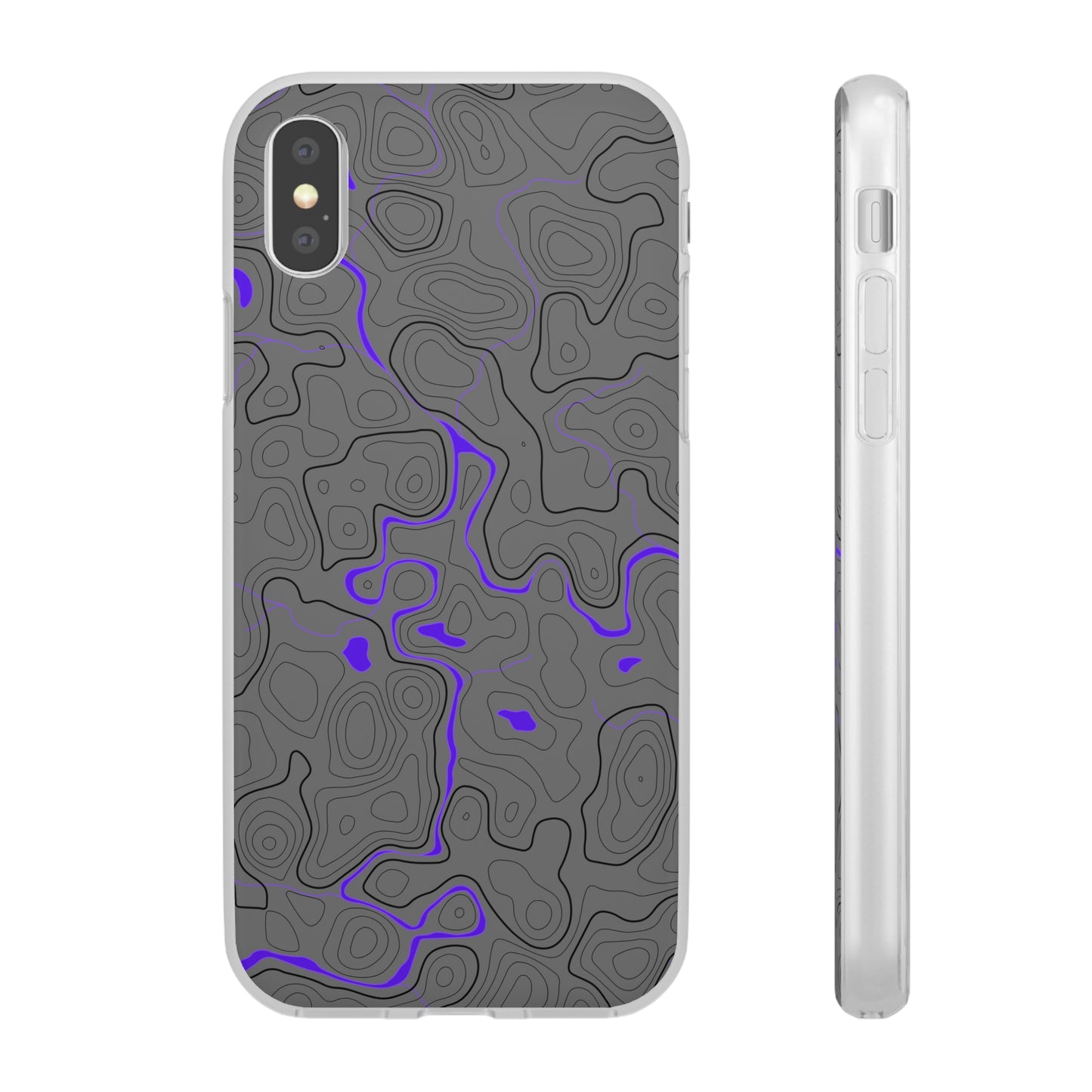 "Black Purple Topography" High Quality Phone Case