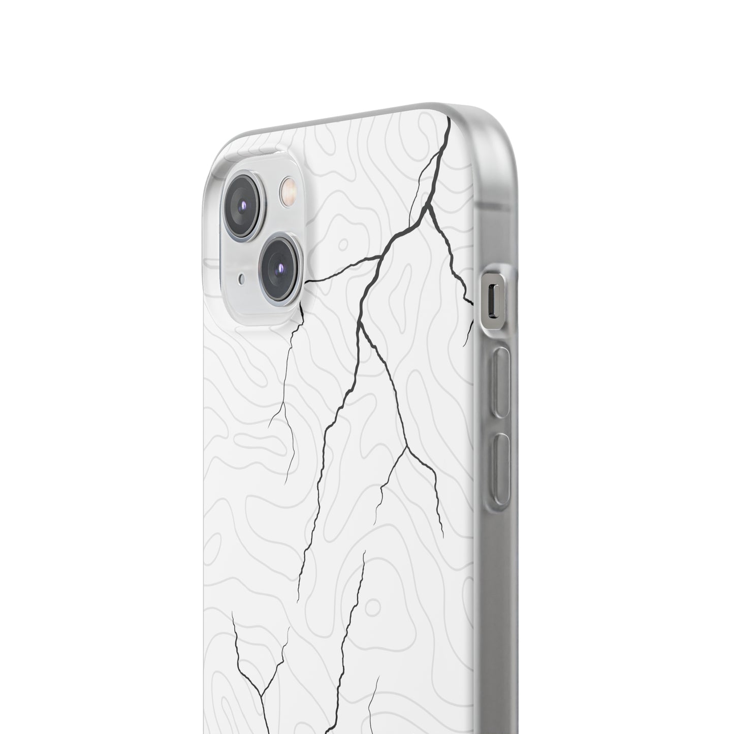 "Lightning and Topography White" High Quality Phone Case