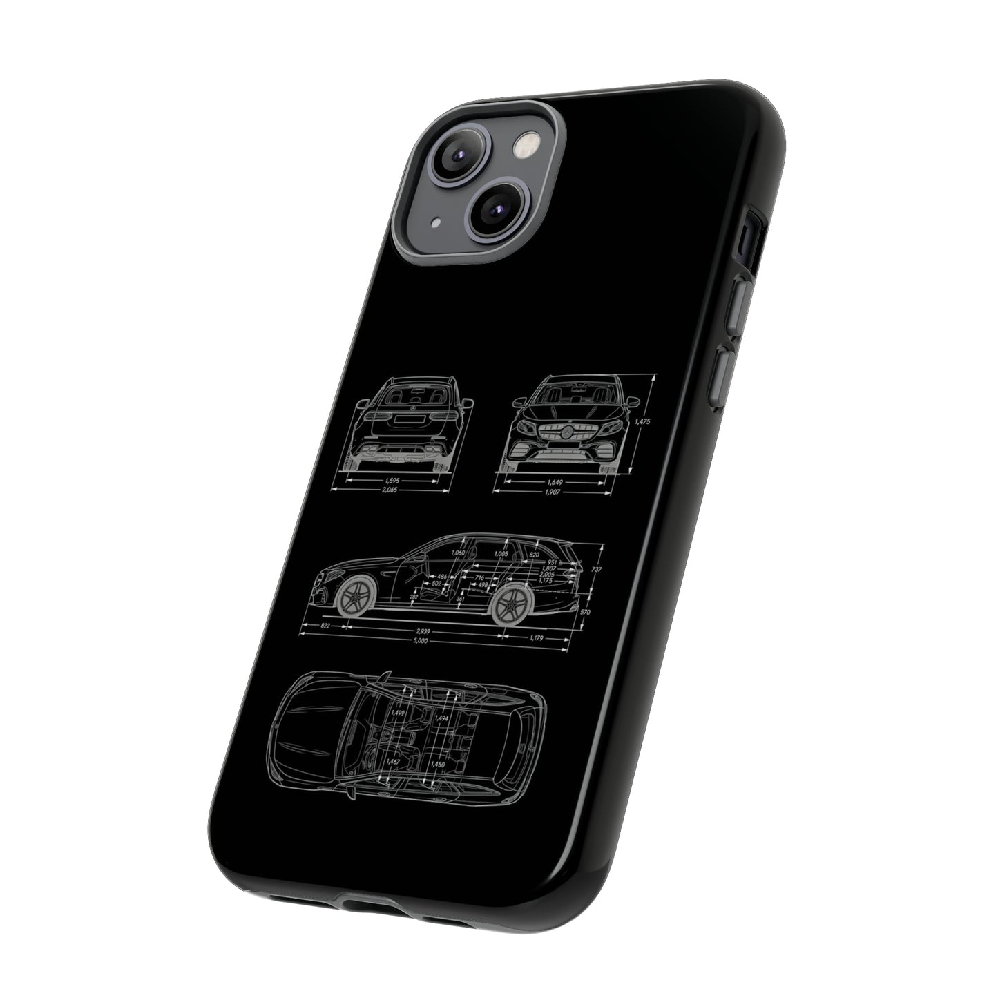 "Car Blueprint 3 White" Premium Quality Phone Case