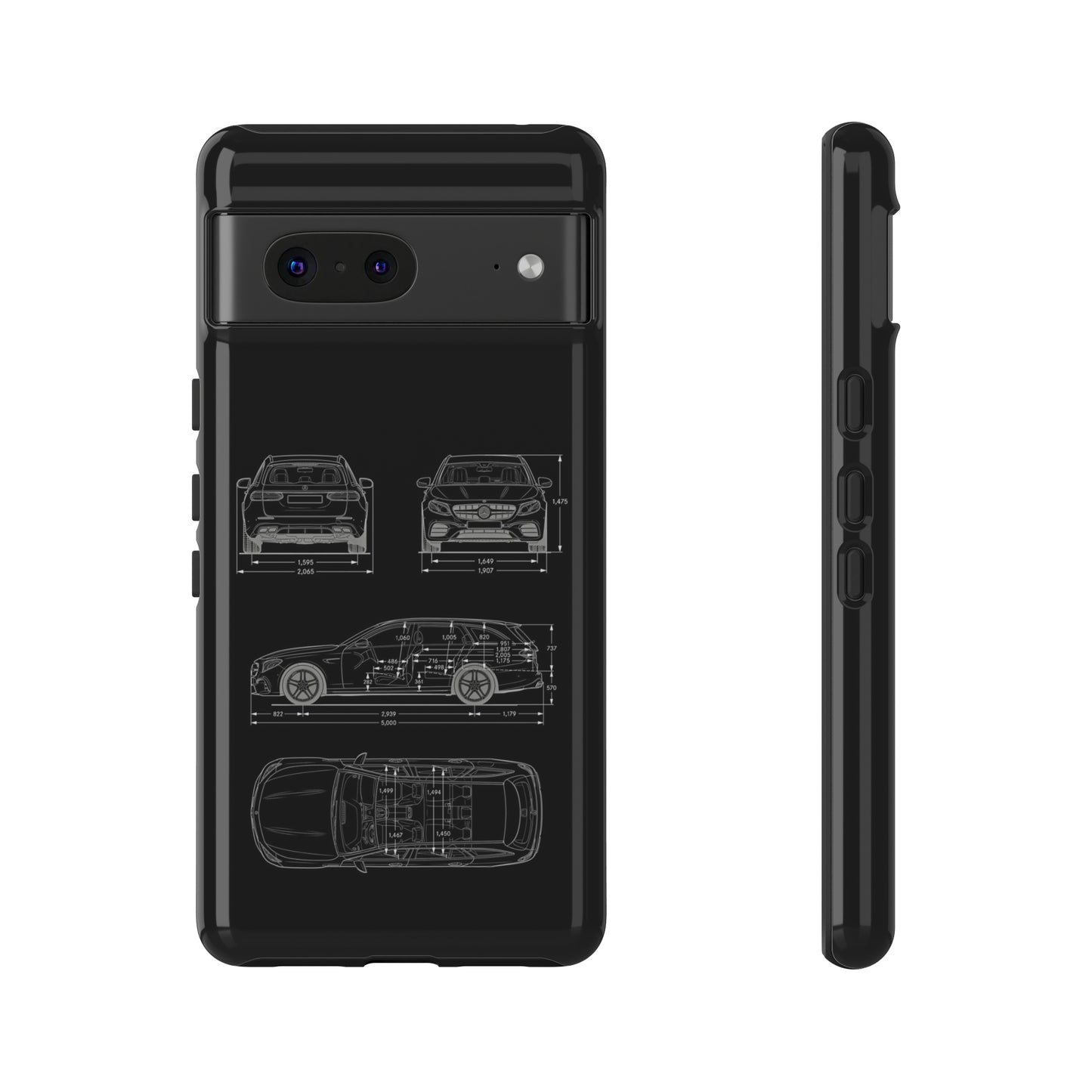 "Car Blueprint 3 White" Premium Quality Phone Case