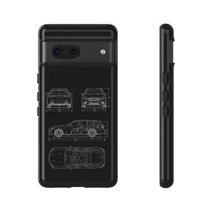 "Car Blueprint 3 White" Premium Quality Phone Case