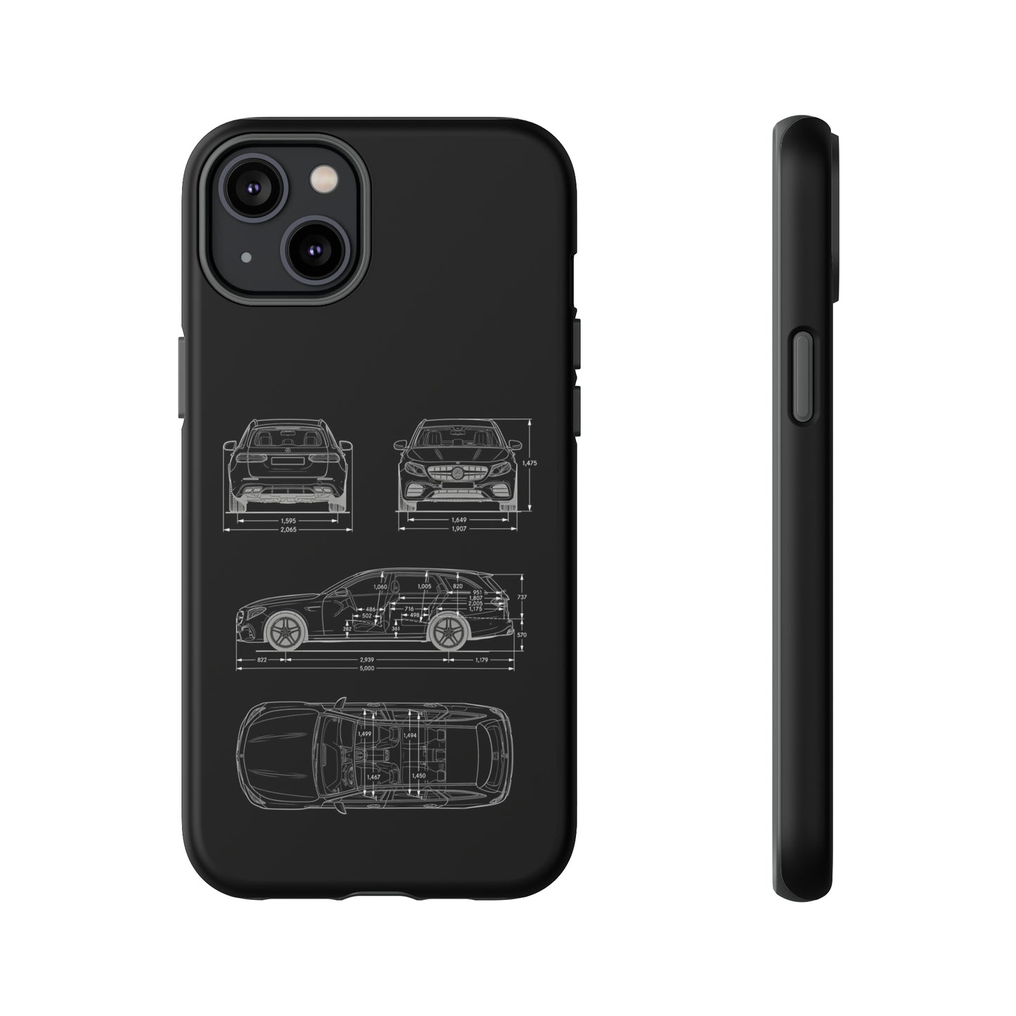 "Car Blueprint 3 White" Premium Quality Phone Case