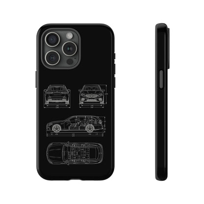 "Car Blueprint 3 White" Premium Quality Phone Case