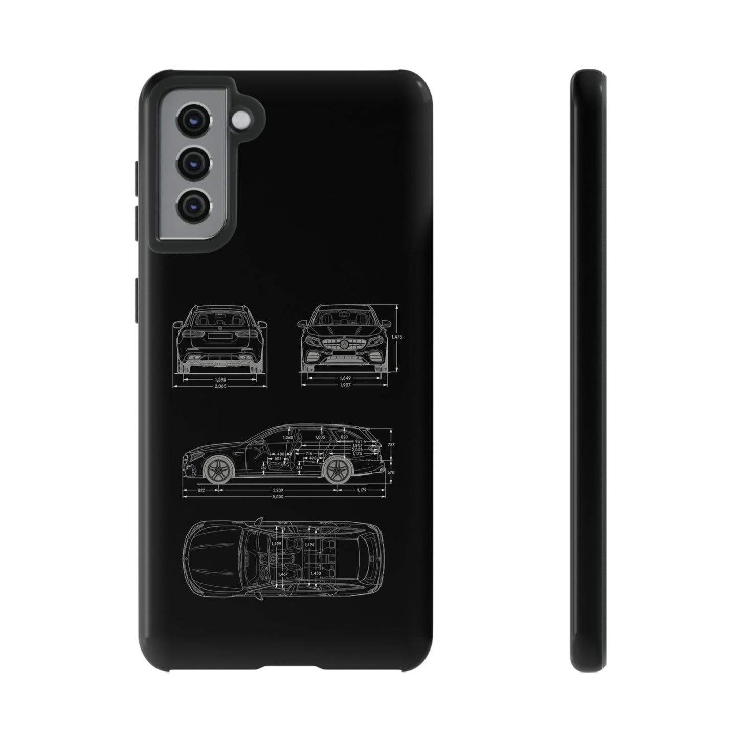 "Car Blueprint 3 White" Premium Quality Phone Case