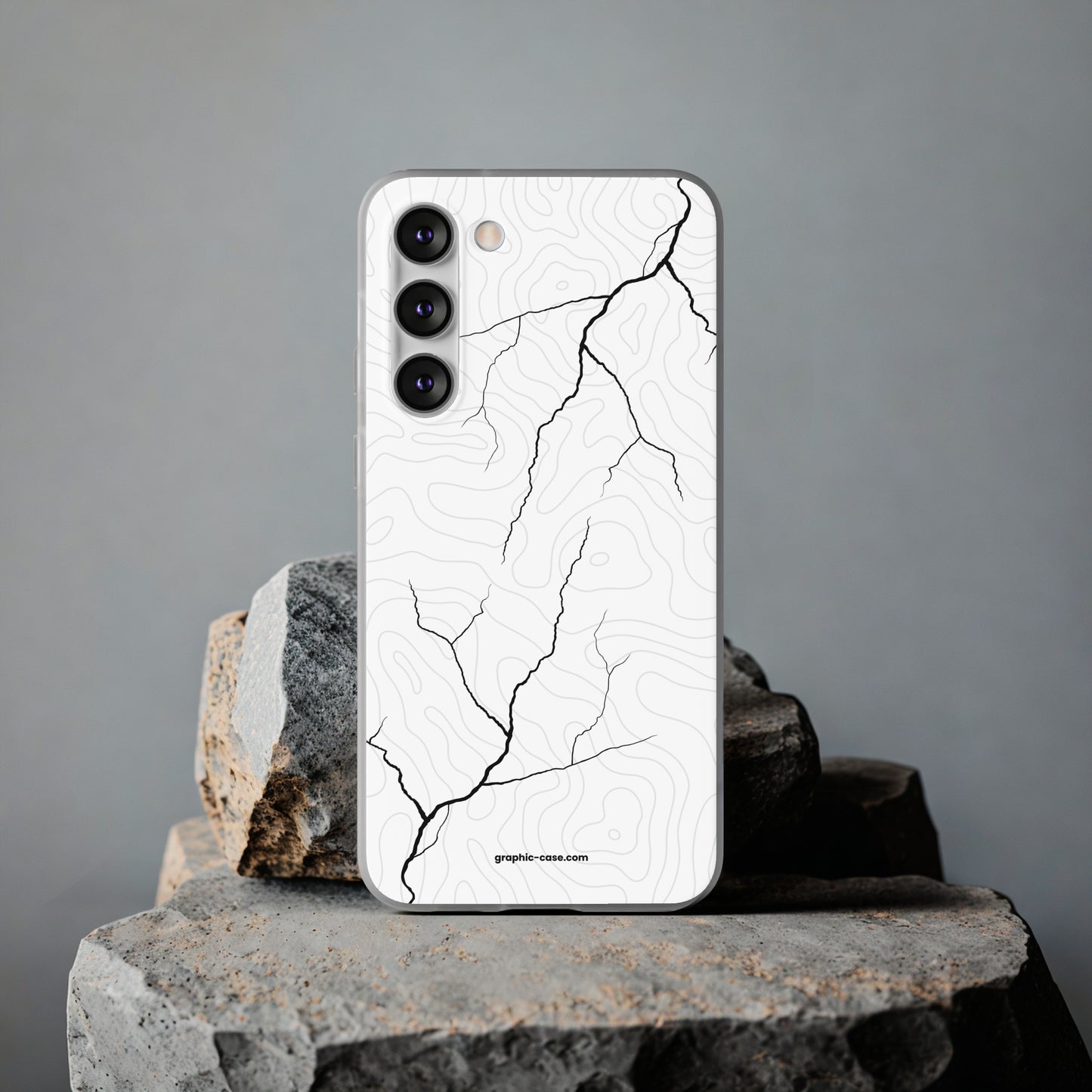 "Lightning and Topography White" High Quality Phone Case