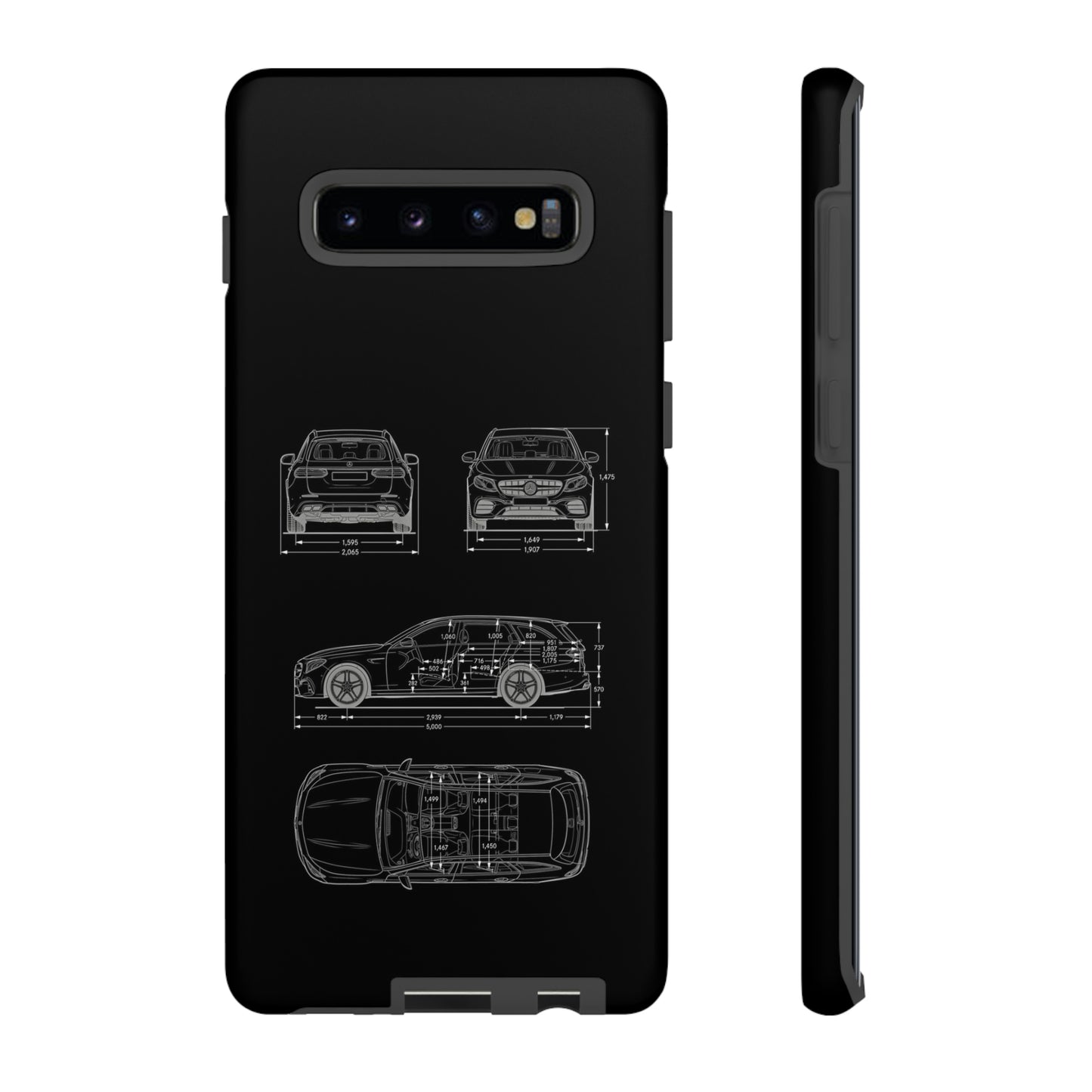 "Car Blueprint 3 White" Premium Quality Phone Case